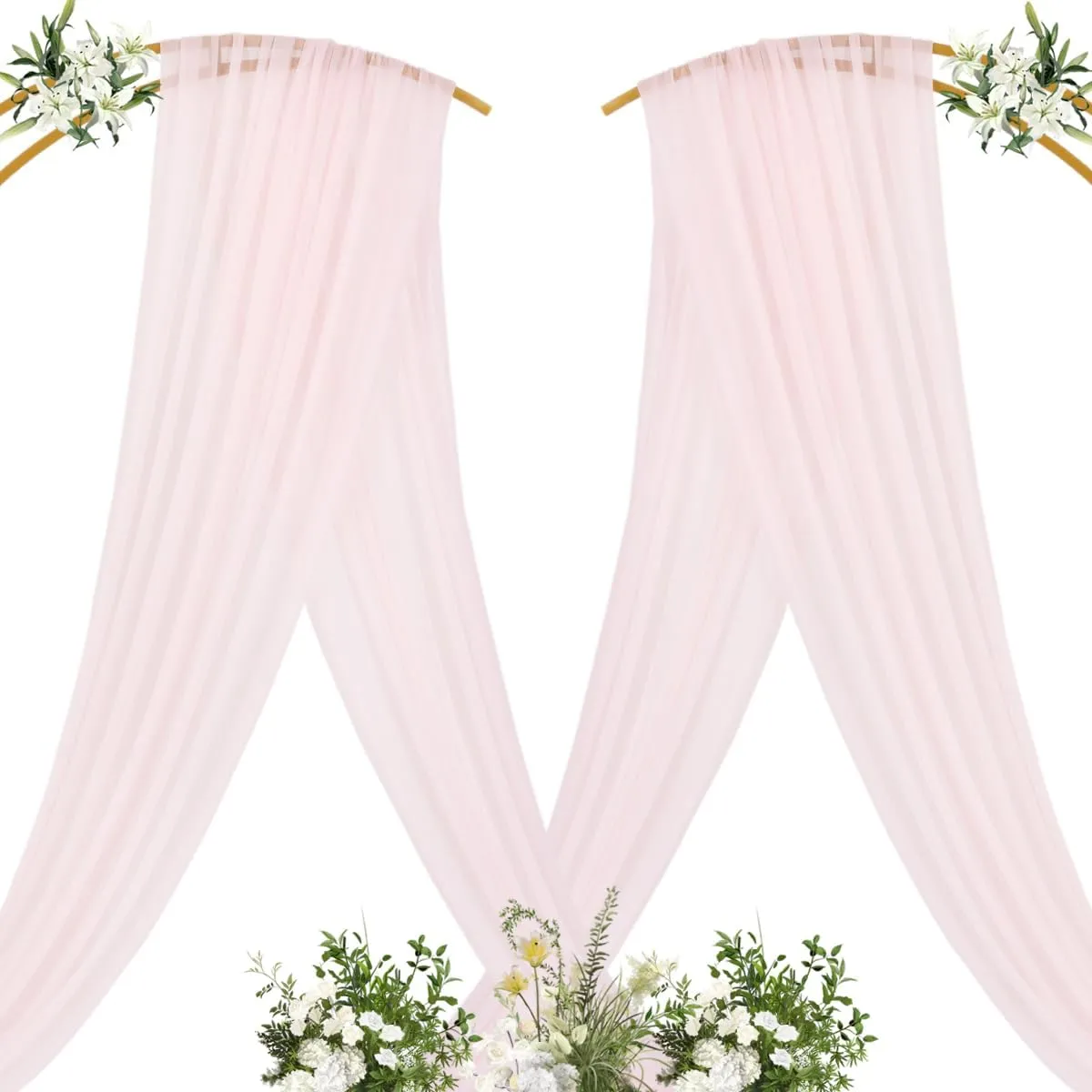 MLMC Blush Pink Wedding Arch Draping Fabric 2 Panels 29" x 6.6 Yards Extra Long Gauze Drapery Sheer Backdrop Curtains 20ft Outdoor Drapery Panels for Wedding Ceremony Party Ceiling Decoration