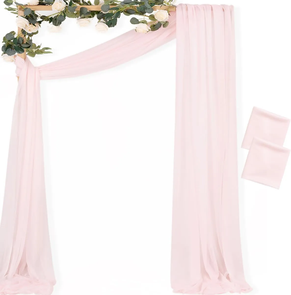 MLMC Blush Pink Wedding Arch Draping Fabric 2 Panels 29" x 6.6 Yards Extra Long Gauze Drapery Sheer Backdrop Curtains 20ft Outdoor Drapery Panels for Wedding Ceremony Party Ceiling Decoration