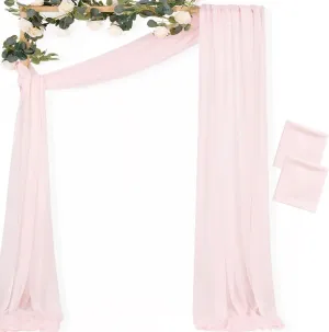 MLMC Blush Pink Wedding Arch Draping Fabric 2 Panels 29" x 6.6 Yards Extra Long Gauze Drapery Sheer Backdrop Curtains 20ft Outdoor Drapery Panels for Wedding Ceremony Party Ceiling Decoration
