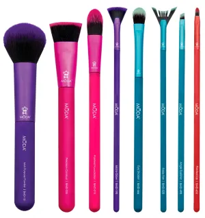Moda Ultimate Face Kit – 8pc Makeup Brush Set for Flawless Foundation, Contour & Highlight – Vegan, Cruelty-Free, Ultra-Soft Filaments