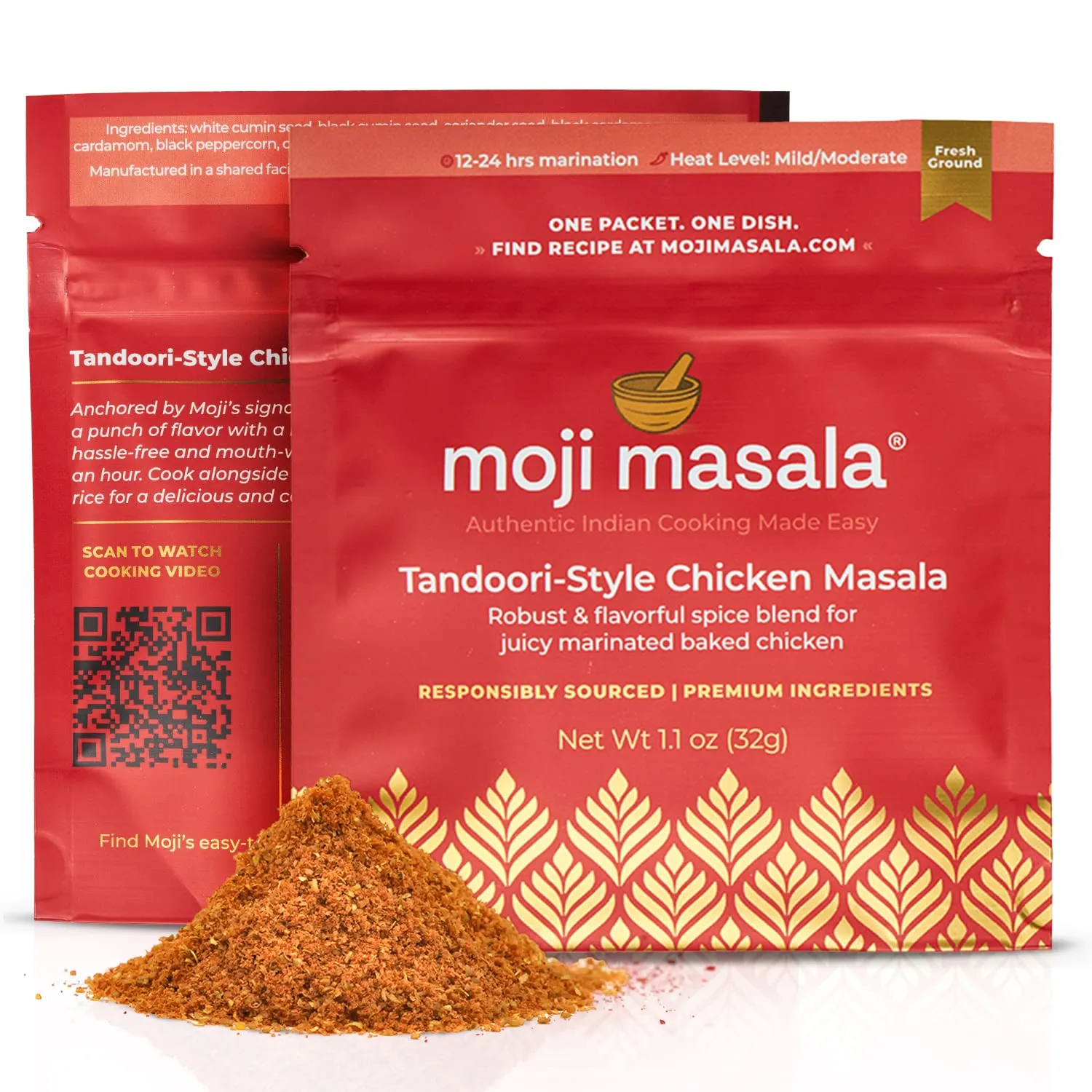 moji masala Indian Spice Kits – Tandoori Chicken Masala Spice Blends - Spice Mix for Authentic Indian Food at Home and Indian Seasoning Sets – 2-Packs Serve 8-10