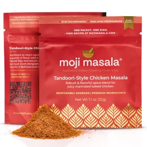 moji masala Indian Spice Kits – Tandoori Chicken Masala Spice Blends - Spice Mix for Authentic Indian Food at Home and Indian Seasoning Sets – 2-Packs Serve 8-10