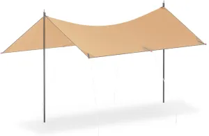 MoNiBloom Camping Tent Tarps Waterproof Portable 13 FT Ripstop DurableTarp for 10 Person Multifunctional Outdoor Camping Traveling Awning Backpacking Tarp Shelter for Hiking, Cream