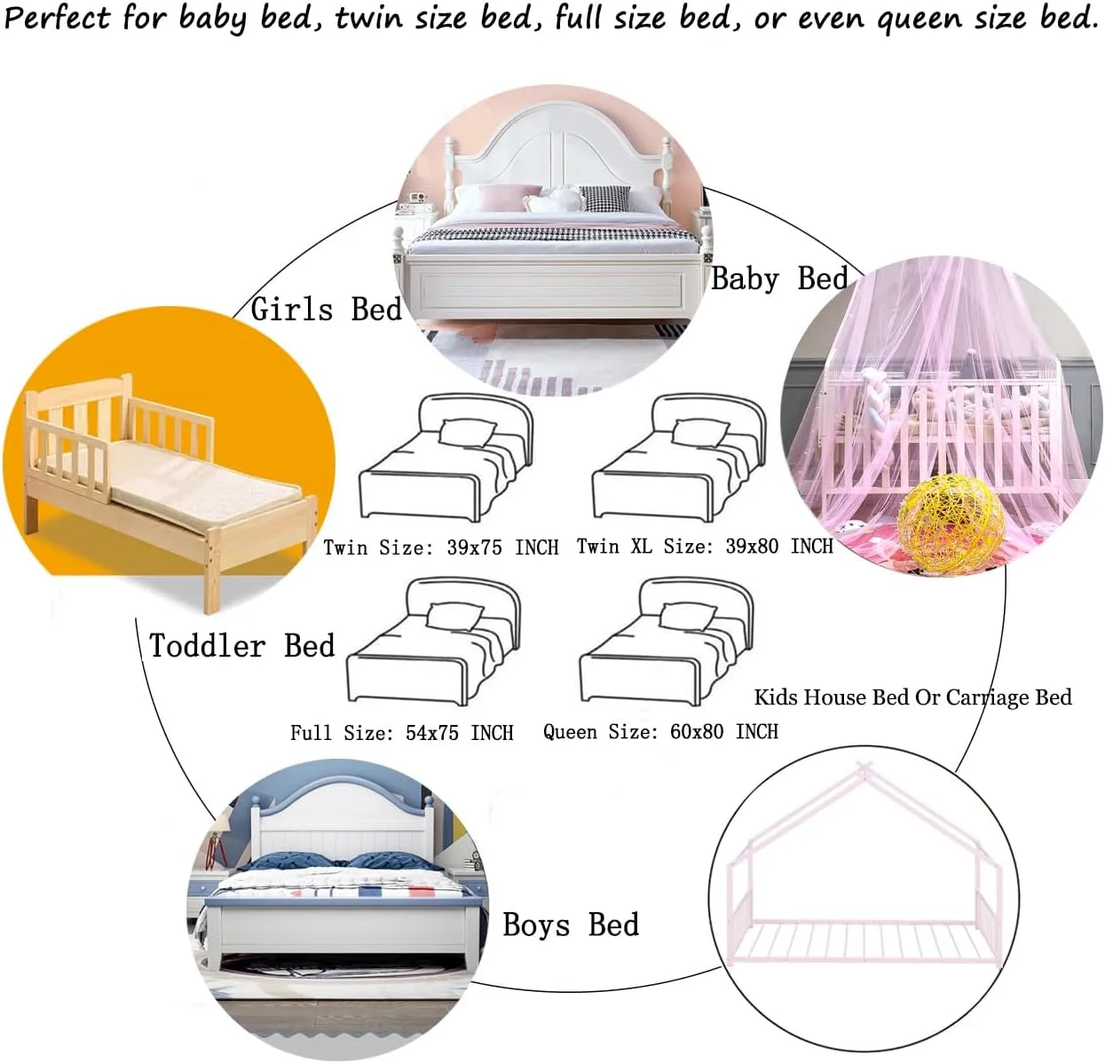 Mosquito Net Canopy Bed Curtains Dome Princess Stars Bed Reading Tent for Girls Kids Single Twin Full Queen Size Bed, Room Decor(Pink)