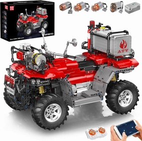 Mould King Fire Truck ATV Building Set, 2100  Pcs RC/APP Control All-Terrain Vehicle Building Blocks Kits That Run with Equipment Model, Collectible Gift for Boys Adults Teens