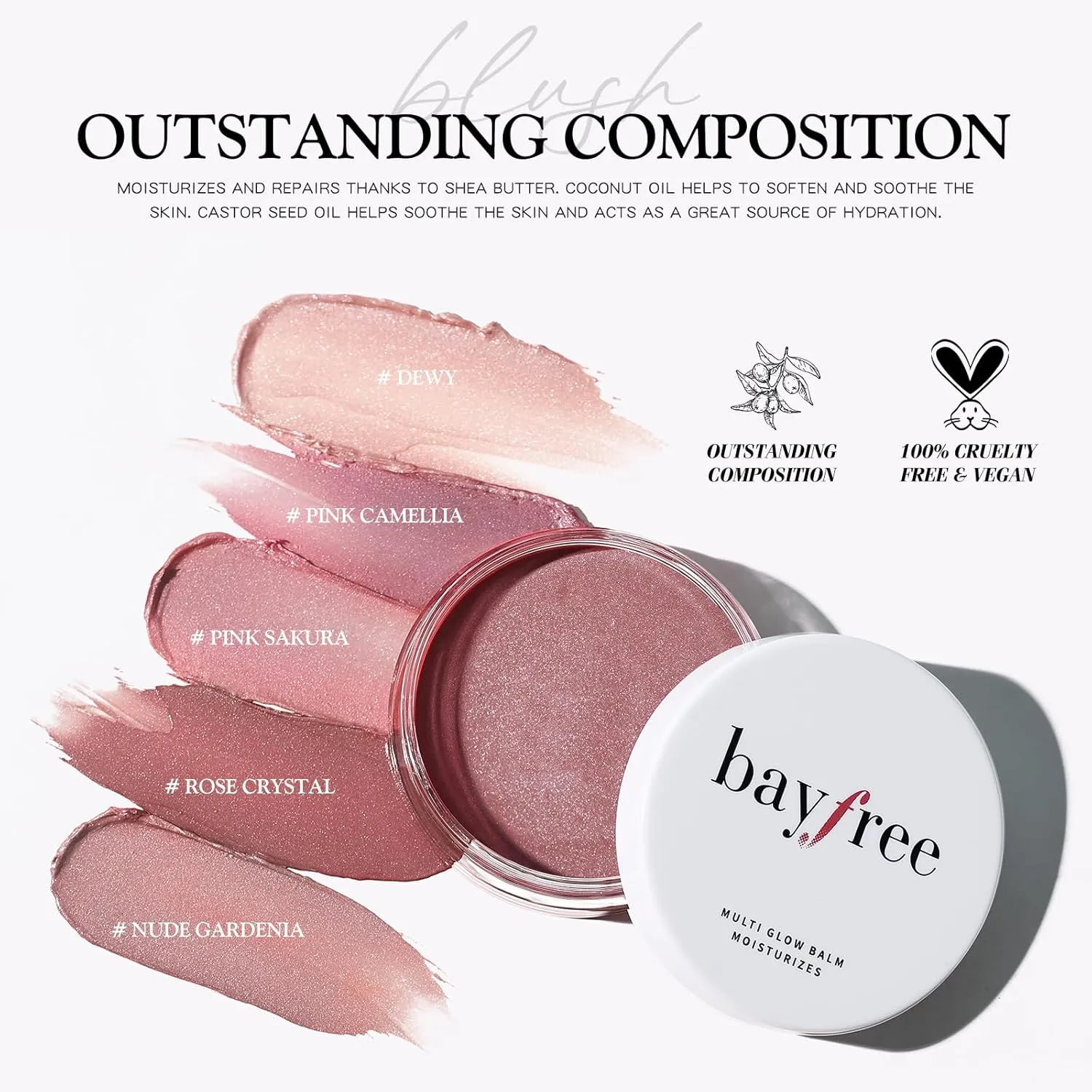 Multi Glow Balm, Cream Blush for Cheeks, Blush Balm Face Makeup, Radiant Finish, Hydrating, Creamy, Lightweight & Blendable Color, Face Makeup, 0.63 Oz (Pink Camellia)