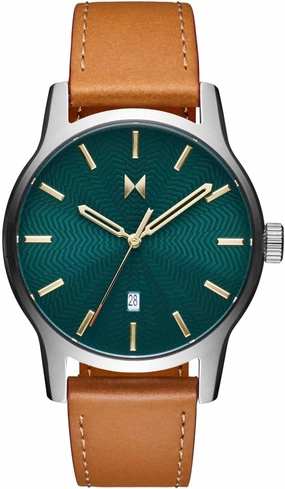 MVMT Classic II - Vintage Men’s Wristwatch - Minimalist Watch - Stainless Steel Water-Resistant Watch 5 ATM/50 Meters - Premium Leather Men’s Watches - Alpine Treasure - 44mm