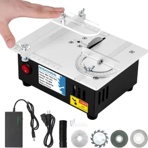 MXBAOHENG Mini Table Saw S3 Portable Precision Craft Table Saw, 1/2" Adjustable Cut Depth, Seven Speed Adjustable Power Supply, for Small Hobby Woodworking Miniature Wood Craft Cutting