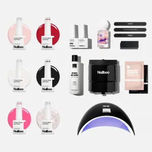 Nailboo Gel Nail Polish Kit with UV Nail Lamp - 6 Forever Glaze Gel Polishes, Acetone, Electric Soak Off Remover, Base & Topcoats, 3 Nail Files, Cuticle Oil, Salon Quality, Long Lasting Results