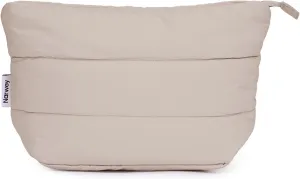 Narwey Puffy Makeup Bag for Purse Travel Women Girl, Puffer Cosmetic Bag Makeup Zipper Pouch, Cute Make Up Organizer Bags, Travel Toiletry Bag Toiletries (Khaki)