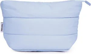 Narwey Puffy Makeup Bag for Purse Travel Women Girl, Puffer Cosmetic Bag Makeup Zipper Pouch, Cute Make Up Organizer Bags, Travel Toiletry Bag Toiletries (Light Blue)