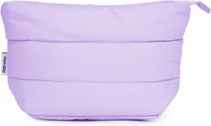 Narwey Puffy Makeup Bag for Purse Travel Women Girl, Puffer Cosmetic Bag Makeup Zipper Pouch, Cute Make Up Organizer Bags, Travel Toiletry Bag Toiletries (Light Pruple)