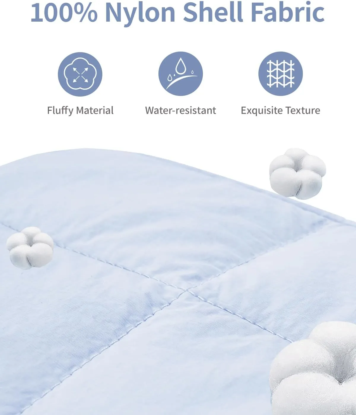 Narwey Puffy Makeup Bag for Travel Women Girl, Quilted Makeup Bag Cosmetic Bag, Cute Puffer Make Up Organizer Bags, Travel Toiletry Bag Toiletries (Blue)