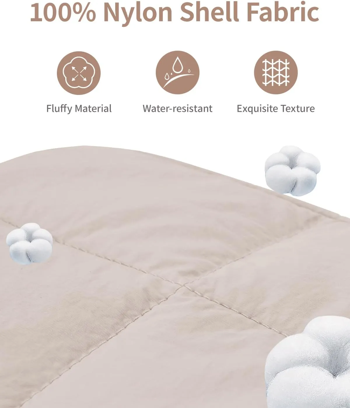 Narwey Puffy Makeup Bag for Travel Women Girl, Quilted Makeup Bag Cosmetic Bag, Cute Puffer Make Up Organizer Bags, Travel Toiletry Bag Toiletries (Khaki)