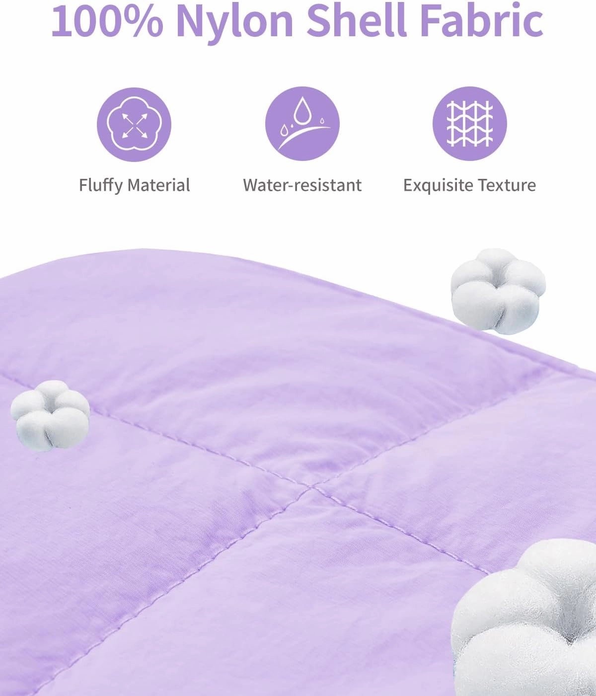 Narwey Puffy Makeup Bag for Travel Women Girl, Quilted Makeup Bag Cosmetic Bag, Cute Puffer Make Up Organizer Bags, Travel Toiletry Bag Toiletries (Purple)