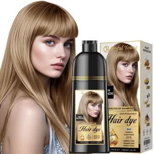 Natural Hair Dye Shampoo 3 IN 1, Gray Hair Coverage, Vegan, Ammonia-Free & Paraben-Free Hair Coloring Shampoo for Women & Men, Beard Dye for Men, Nourishing Gentle (ASH BLONDE)