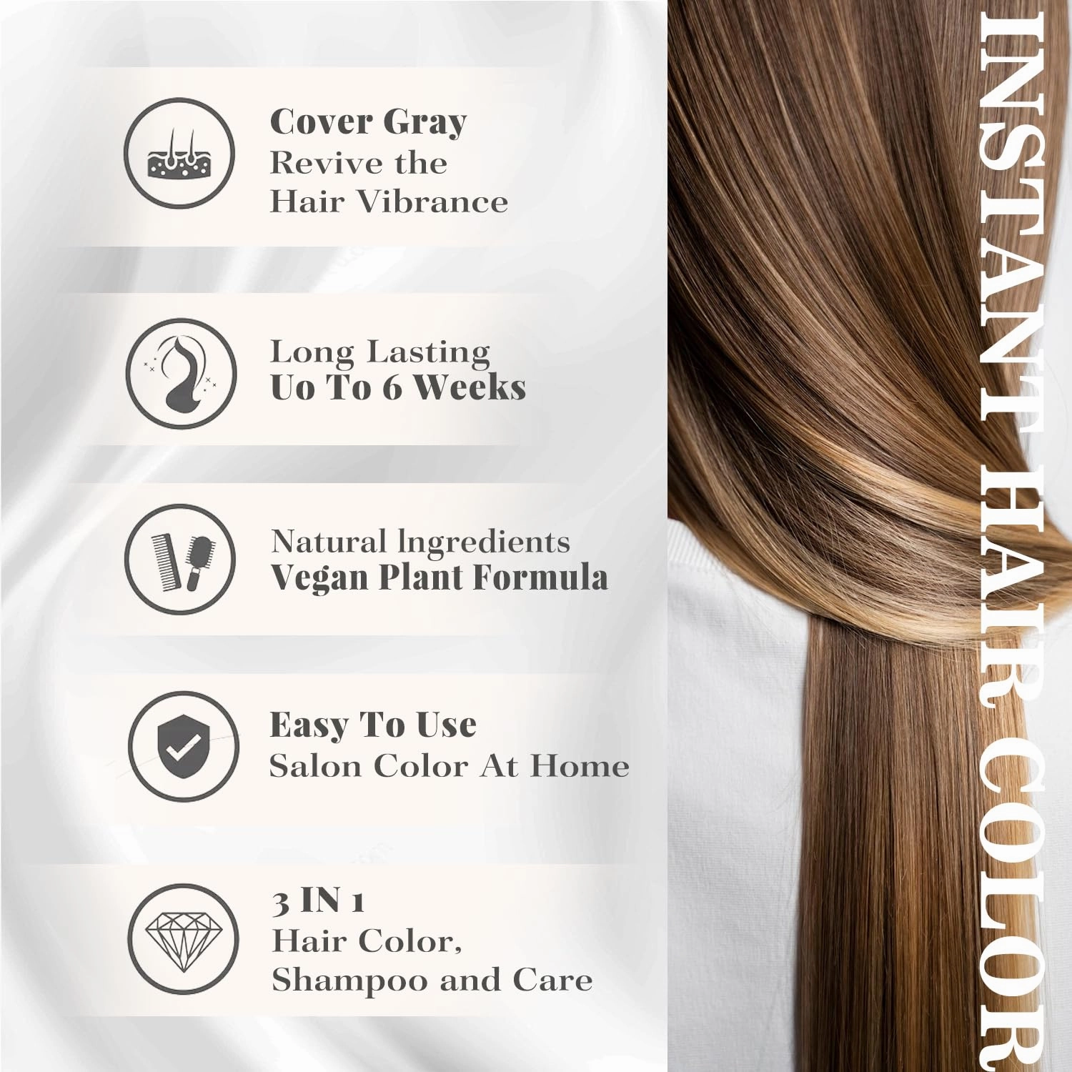 Natural Hair Dye Shampoo 3 IN 1, Gray Hair Coverage, Vegan, Ammonia-Free & Paraben-Free Hair Coloring Shampoo for Women Men, Beard Dye for Men, Nourishing Gentle Easy to Use (DARK BLONDE)