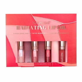 NATURE WELL Radiating Lip Oil Variety Pack, High-Shine Subtly Tinted Glosses With Added Lip-Care Benefits, 0.63 Oz Ea (Pack of 4)