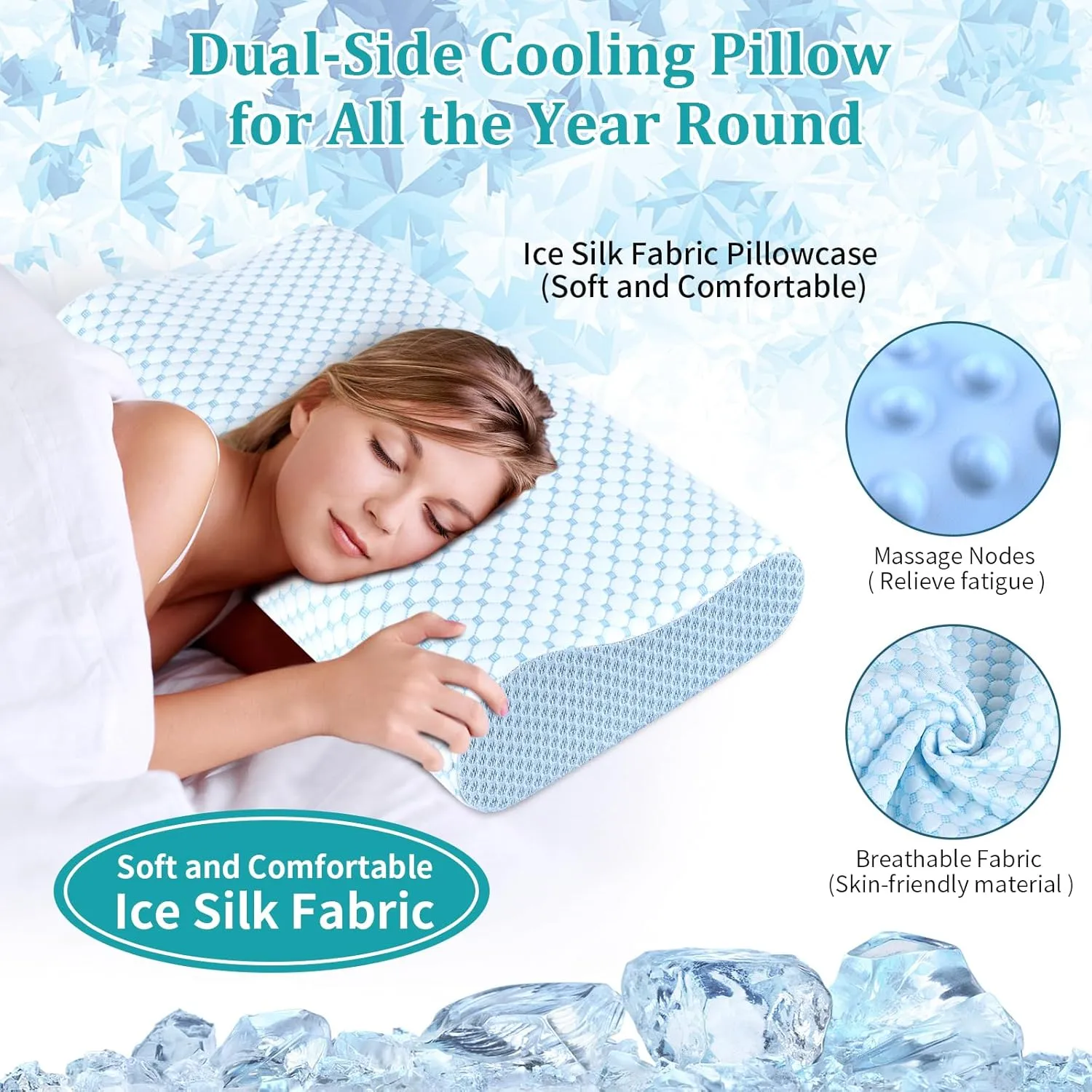 Neck Pillow Memory Foam Pillows - Cooling Neck Support Pillow for Pain Relief, Ergonomic Cervical Pillow for Sleeping, Orthopedic Contour Bed Pillow for Side, Back & Stomach Sleepers