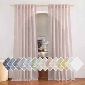 NICETOWN Blush Pink Linen Curtains for Princess Room, Rod Pocket & Back Tab Top Casual Semi Sheer Linen Blend Light Filtering Window Drapes Privacy for Nursery/Daughter's Bedroom, 2 Panels