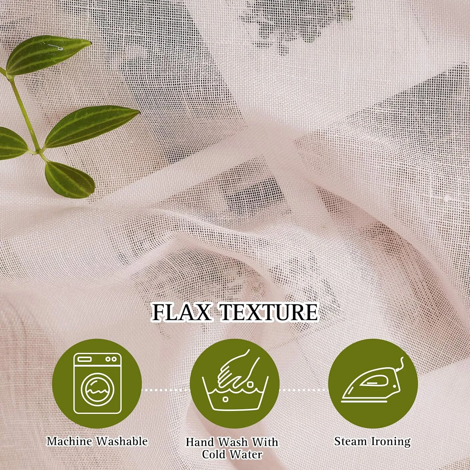 NICETOWN Semi Sheer Linen Pink Curtains for Girls Bedroom, Grommet Top Casual 84" Long Thick Semitransparent Flax Sheer Window Treatment Privacy for Nursery, 1 Panel = 52" W, 2 Panels, Dusty Blush
