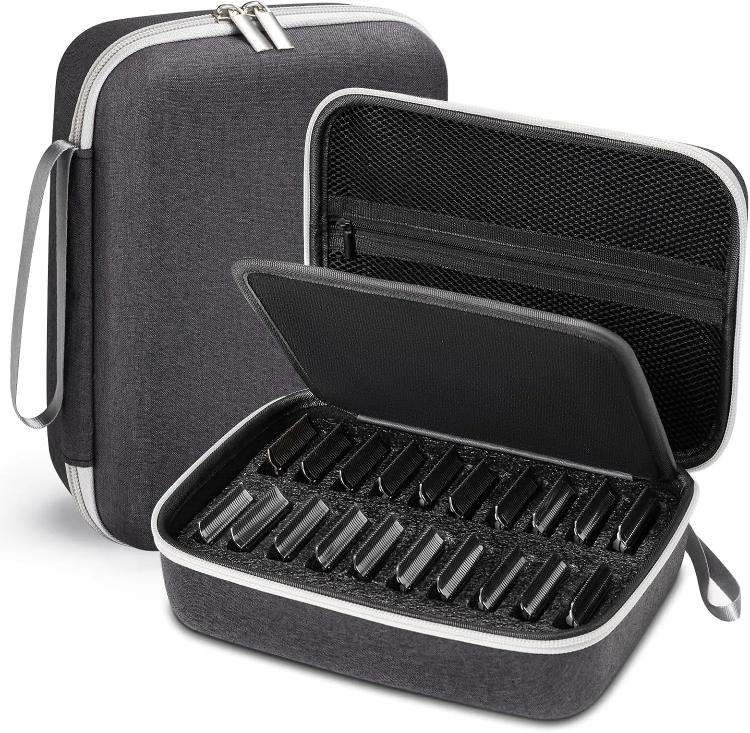 Noverlife Hair Clipper Guard Blades Holder Case, Barber Guard Blades Storage Bag for 20 Metal Clipper Guards Hard Blade Storage Travel Case, Protective Stylist Carrying Case for Grooming Blade