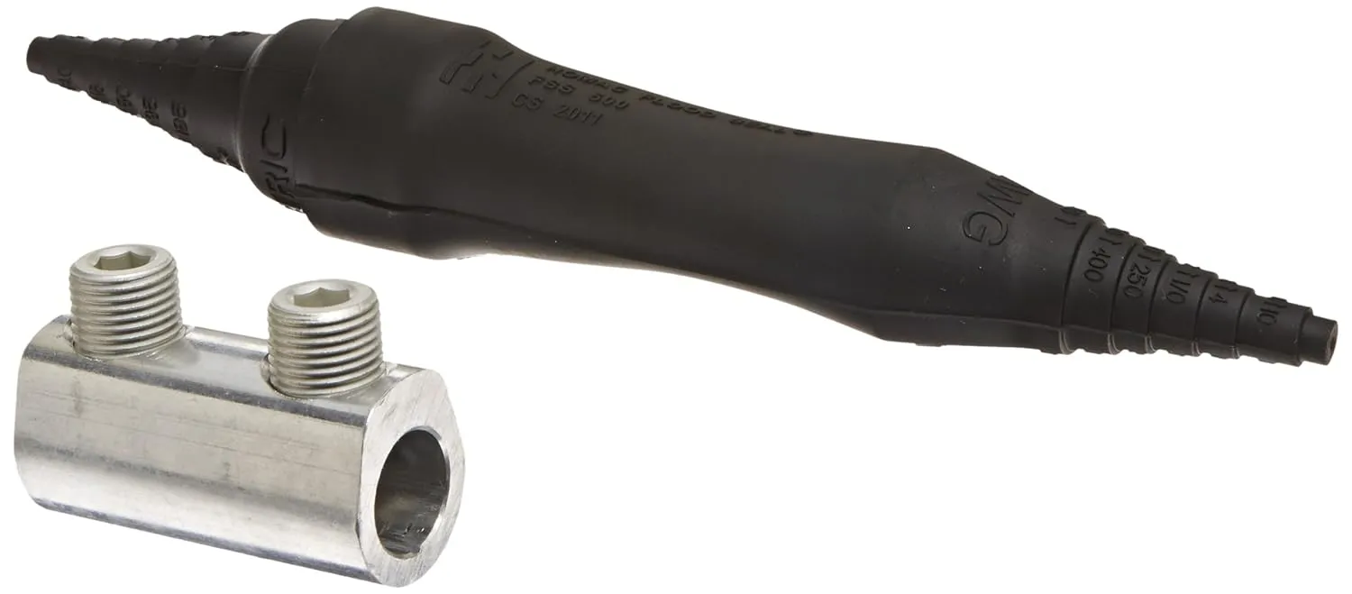 NSI Direct Burial Splice Kits with Rubber Cover, 6 AWG - 350 MCM Wire Range, 3.00" Length, Black