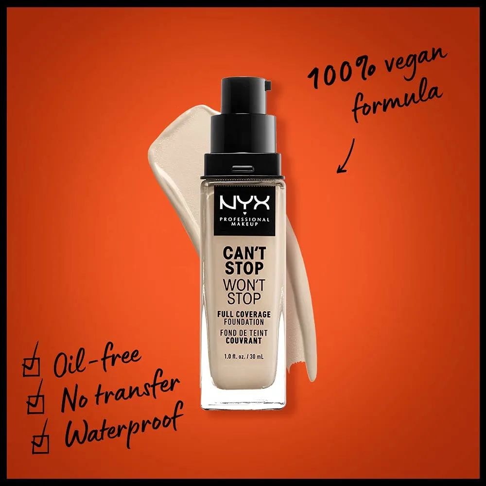 NYX PROFESSIONAL MAKEUP Can't Stop Won't Stop Foundation, 24h Full Coverage Matte Finish - Fair