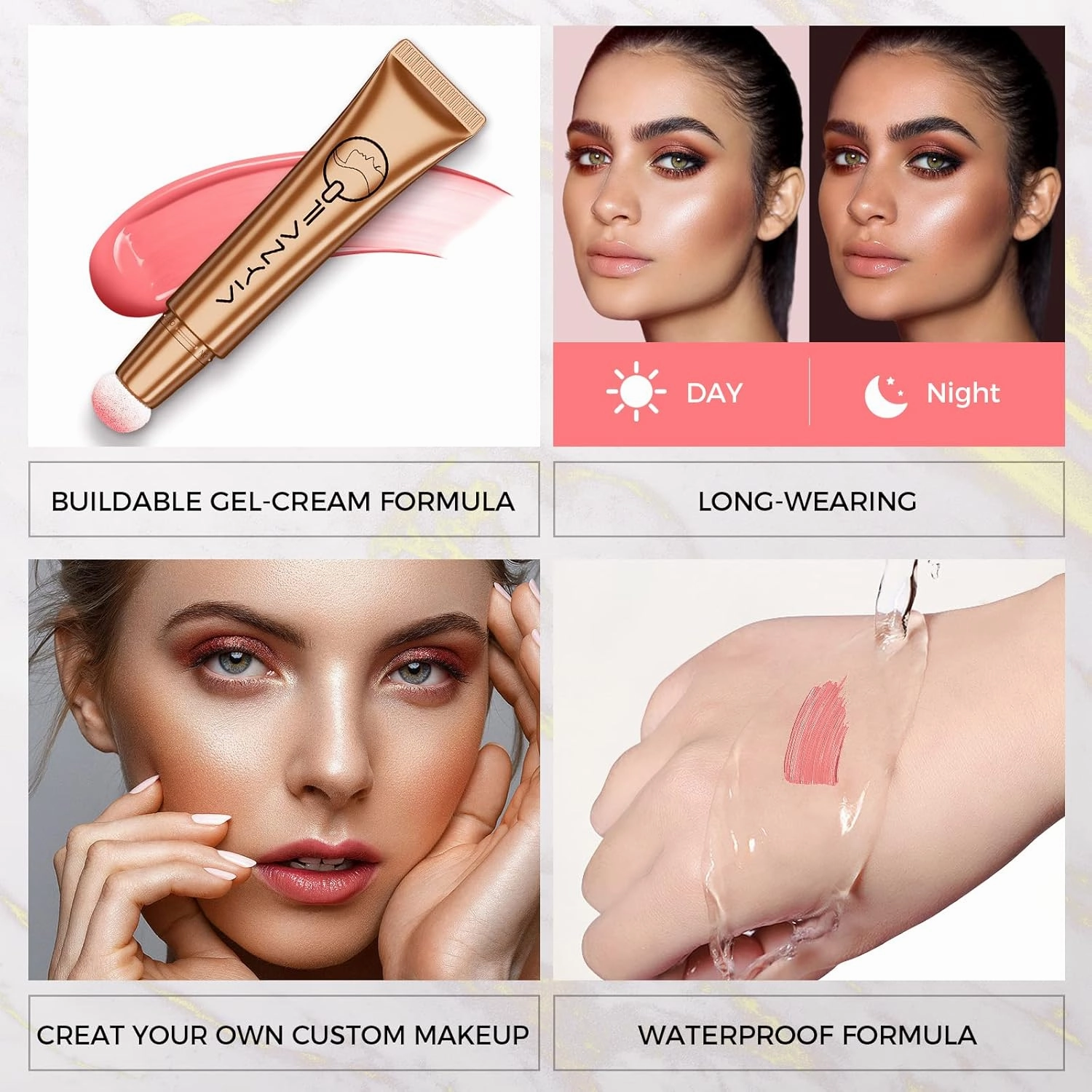 Ofanyia Upgrated Blush Beauty Wand, One-body Design Liquid Face Blush with Cushion Applicator, Natural Matte Finish Blush Stick, Lightweight Blendable Super Silky Cream Blush Stick, No Sponge Stuck (02# Blush)