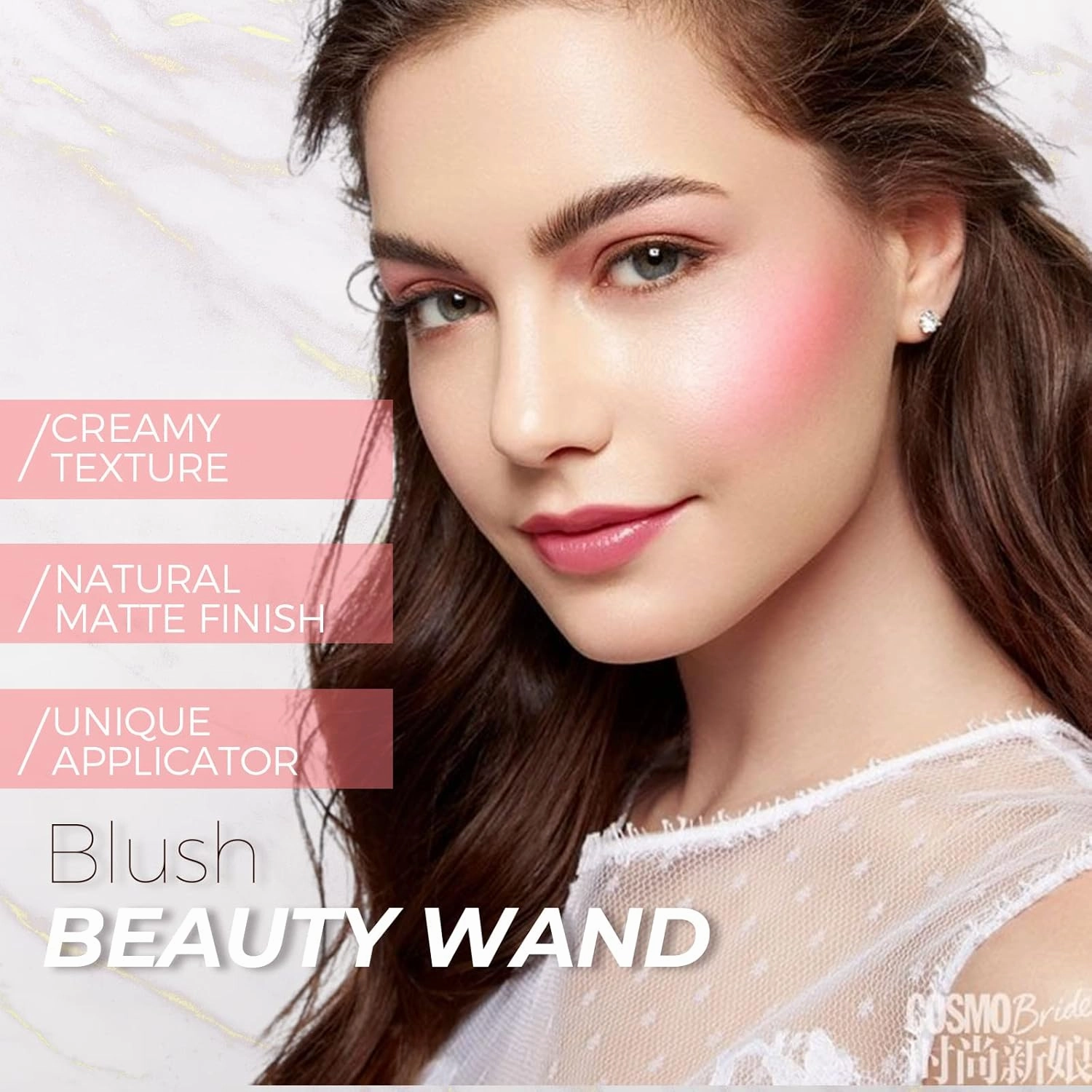 Ofanyia Upgrated Blush Beauty Wand, One-body Design Liquid Face Blush with Cushion Applicator, Natural Matte Finish Blush Stick, Lightweight Blendable Super Silky Cream Blush Stick, No Sponge Stuck (02# Blush)