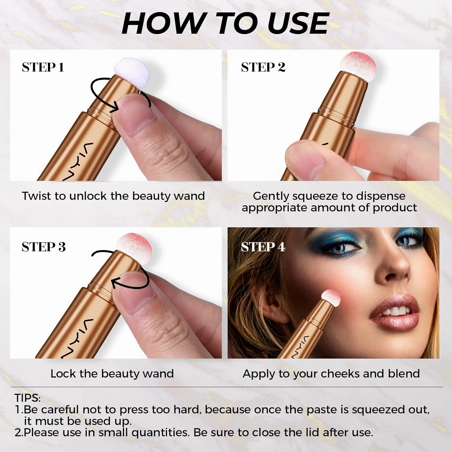 Ofanyia Upgrated Blush Beauty Wand, One-body Design Liquid Face Blush with Cushion Applicator, Natural Matte Finish Blush Stick, Lightweight Blendable Super Silky Cream Blush Stick, No Sponge Stuck (02# Blush)