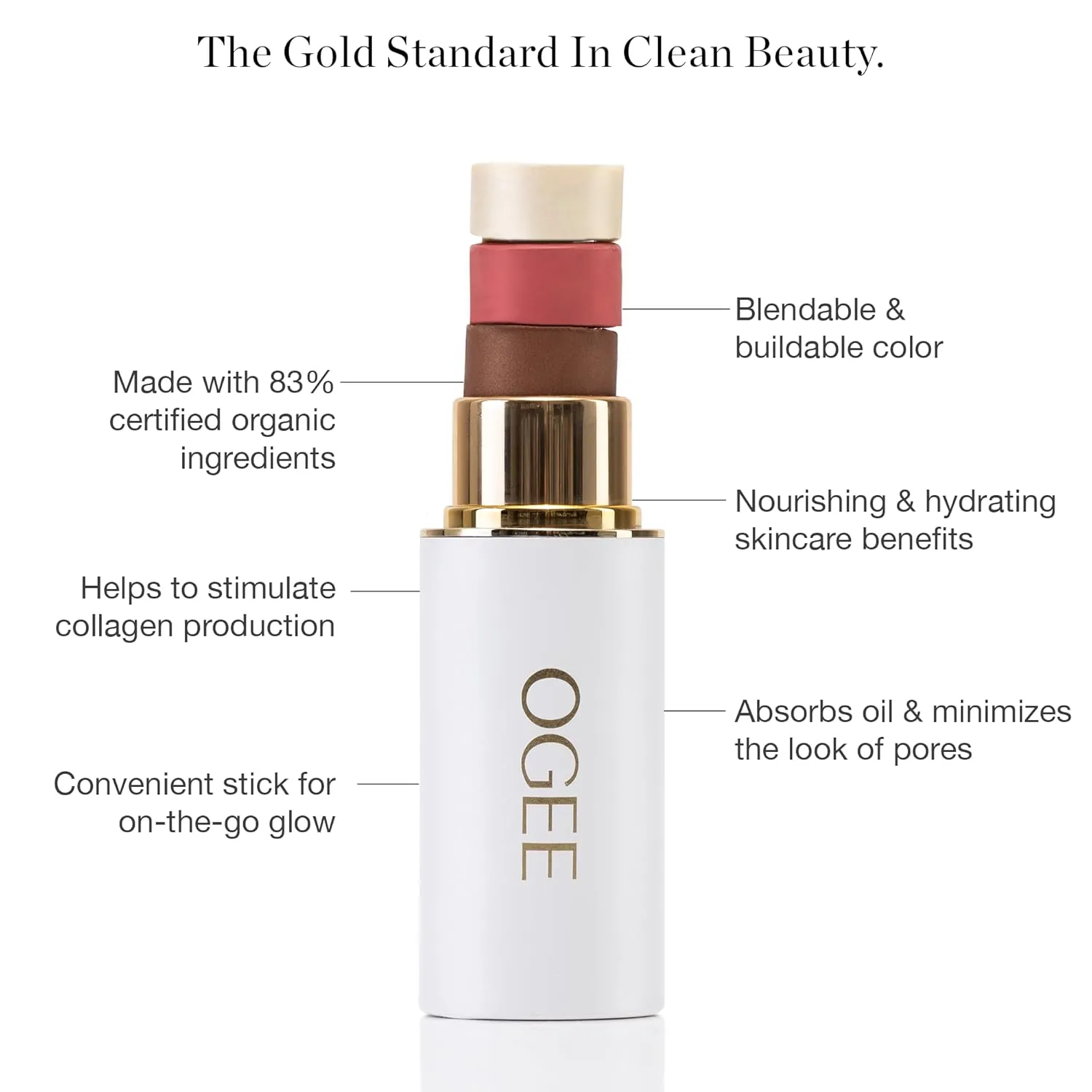 Ogee Face Stick Crystal Collection Trio - Contour Stick Makeup Collection - Certified Organic Contour Palette - Includes Bronzer Stick, Blush Stick & Highlighter Stick