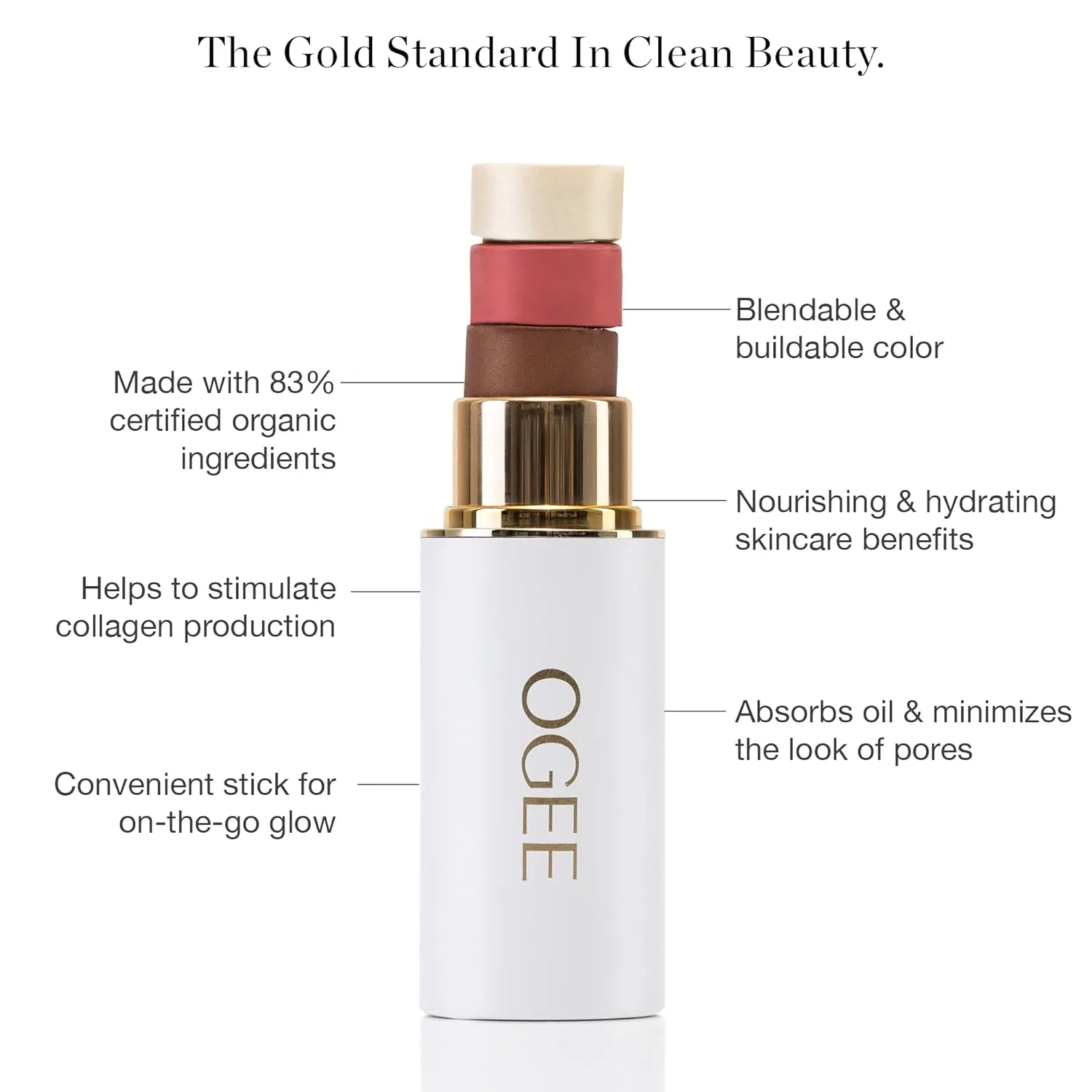 Ogee Sculpted Face Stick (OBSIDIAN - MATTE DEEP BRONZE) Certified Organic Bronzer Stick & Contour Makeup - Multi-Use Bronzer Stick for Face