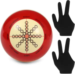 OMISTAR Billiards Cue Ball Practice Training Kits, Training Cue Ball with 2 Billiard Gloves, Used in American Billiards Eight Balls, Billiard Training for Beginners