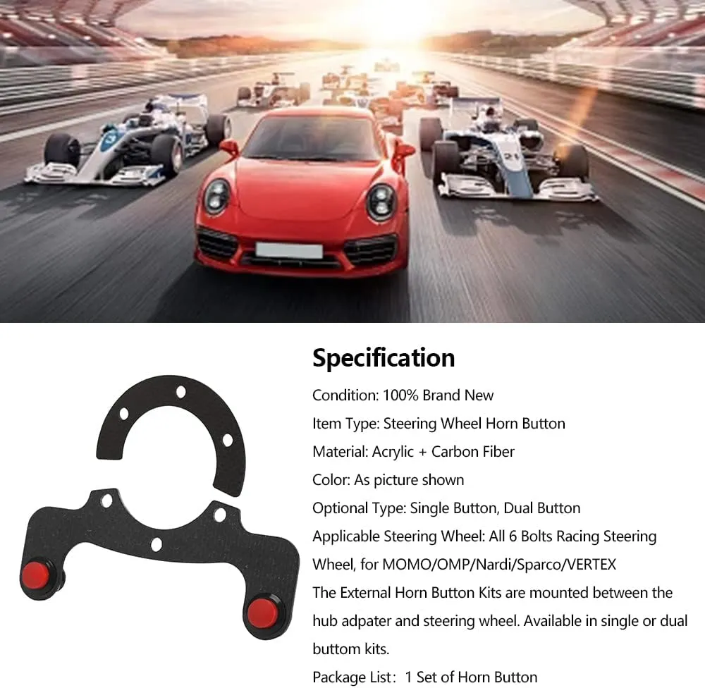 OMP Nardi Carbon Fiber External Horn Button - Universal Fit, 6-Bolt, Dual Horn Button for Racing Steering Wheels