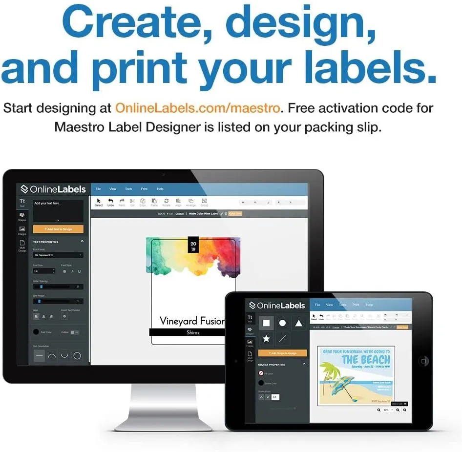 Online Labels 6.78 x 4.75 and 3.5 x 3.75 Shipping Labels - Compatible with USPS Click-N-Ship - Pack of 100 Sheets - Inkjet/Laser Printer