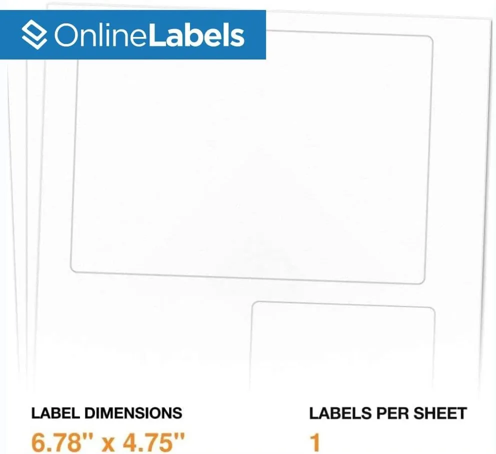 Online Labels 6.78 x 4.75 and 3.5 x 3.75 Shipping Labels - Compatible with USPS Click-N-Ship - Pack of 100 Sheets - Inkjet/Laser Printer