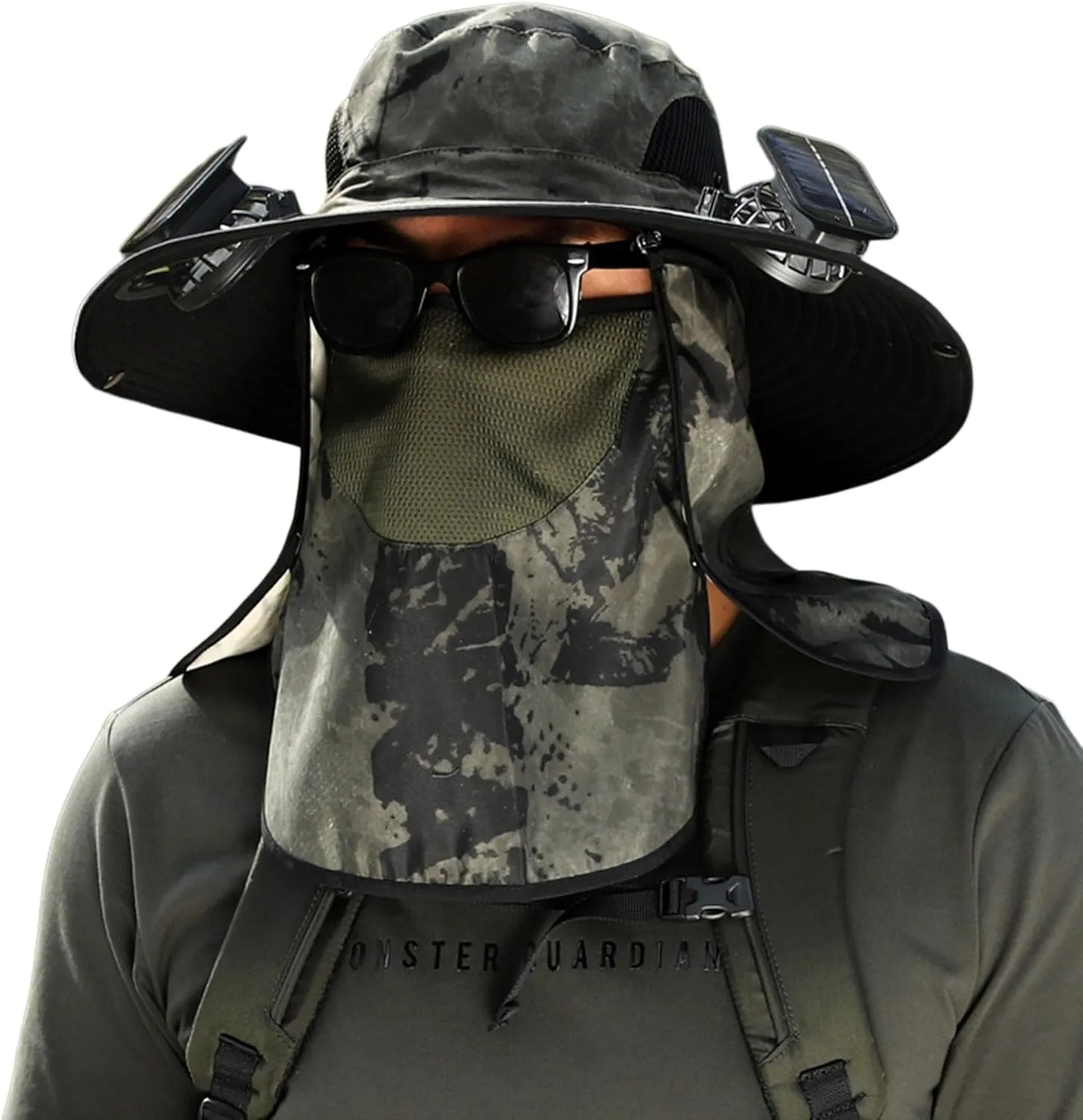 Outdoor Wide Brim Sun Hat with Solar Fan - 2025 Sun Bucket Hat for Men Women, UPF 50  Bucket Fishing Beach Hat Fan Built in