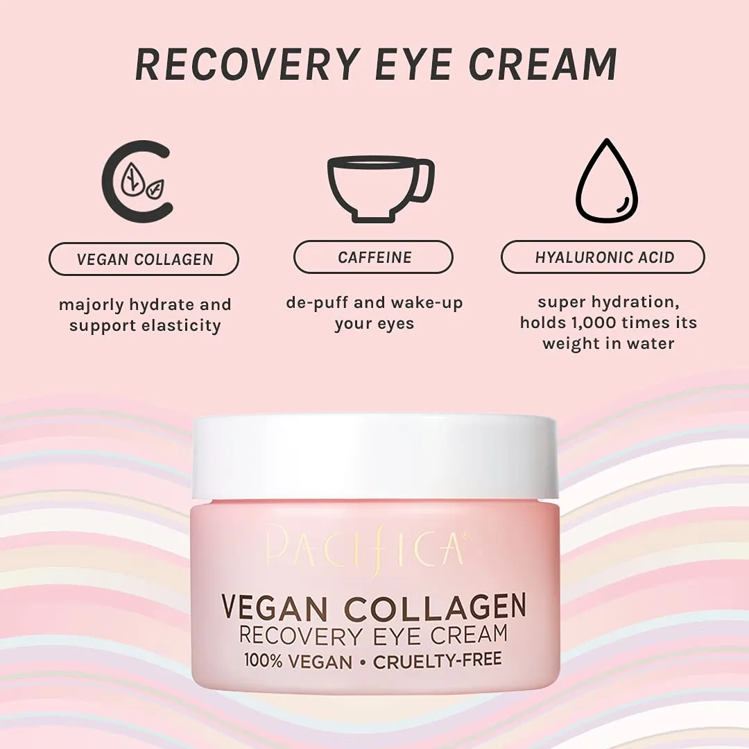 Pacifica Vegan Collagen Overnight Face & Eye Cream Set of 2 – Night Cream   Anti-Aging Lotion - Plumping Collagen Moisturizer & Undereye Treatment Infused w/Hyaluronic Acid & Caffeine Hydrates & Firm