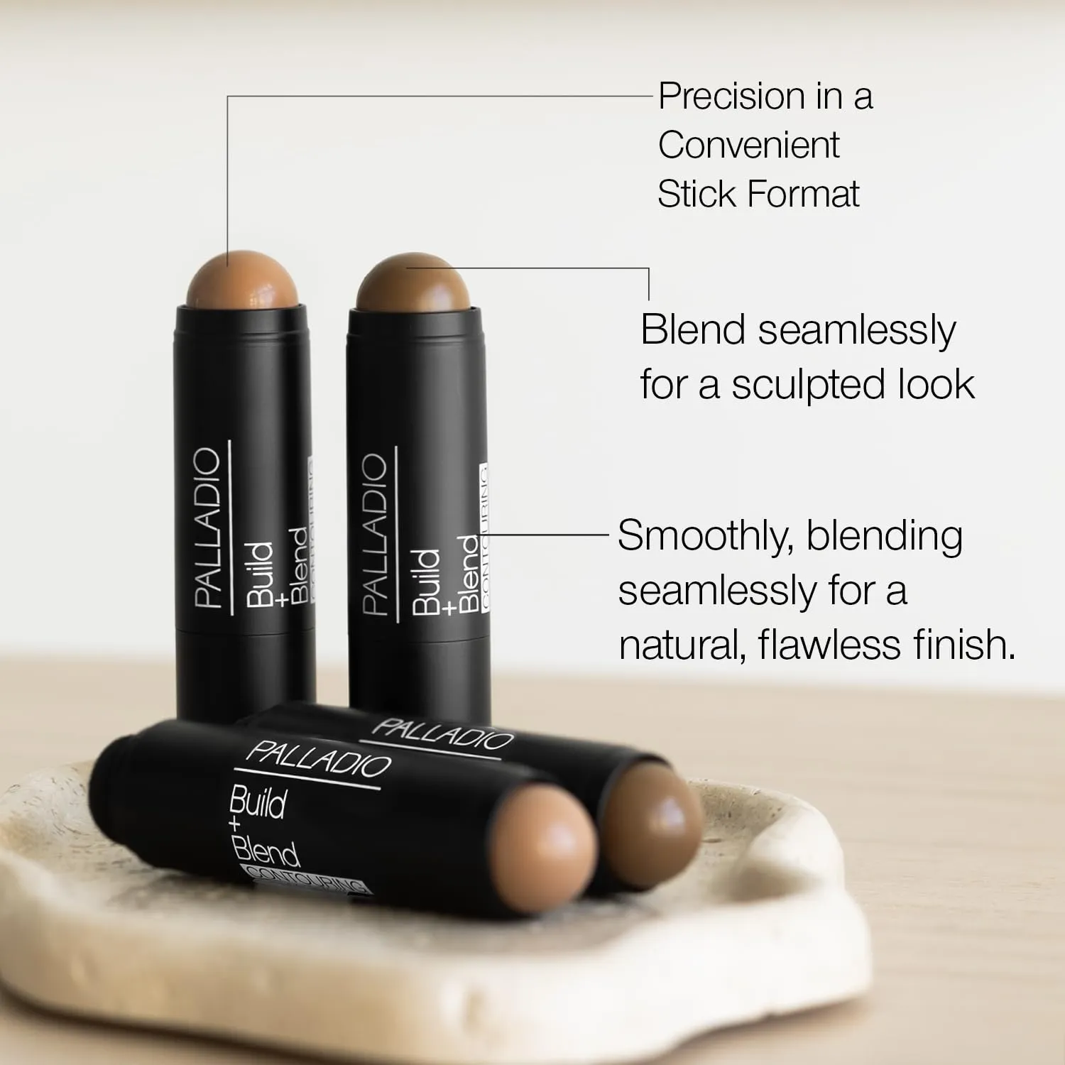 Palladio Contouring Makeup Stick BUILD   BLEND Contour Stick Makeup, Face Makeup for Perfect Sculpting Look, 0.23 Ounce (Amber Rose)
