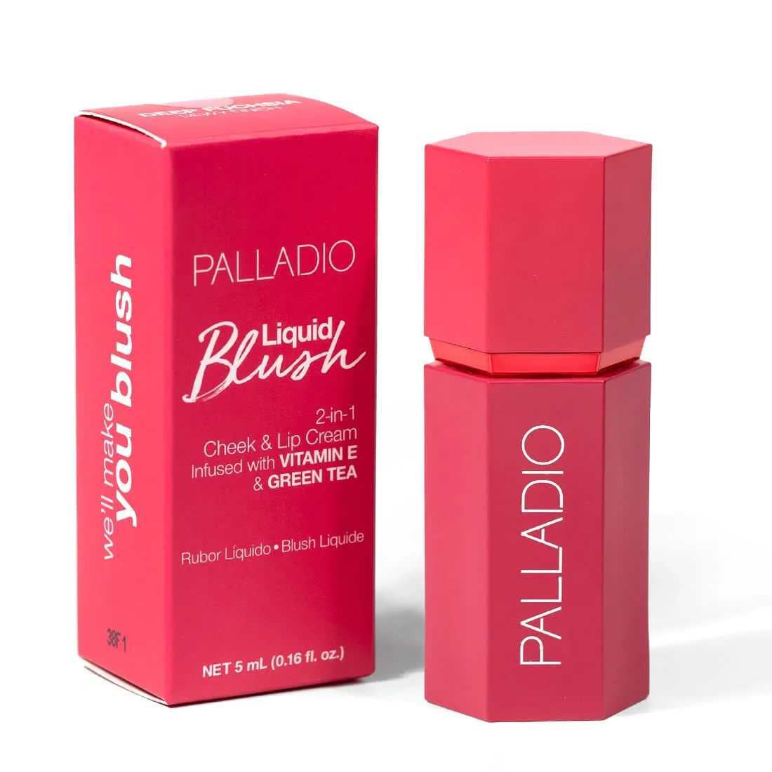 Palladio Liquid Blush for Cheeks & Lips 2-in-1 Makeup Face Blush, Weightless Cream Formula, Smudge Proof Long-Wearing Pigmented Blush, Natural Look Makeup Face Blushes, Dewy Finish, Deep Fuchsia