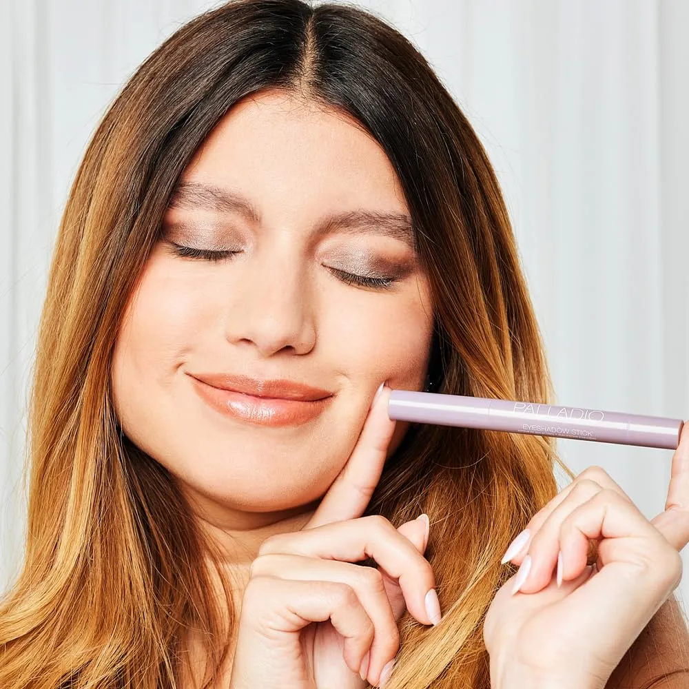 Palladio Waterproof Eyeshadow Stick with Blending Sponge, Long Lasting & Effortless Application, Smudge Free & Crease Proof Formula, Matte & Shimmer Shades, Buildable Eye Shadow (Silver Mauve Shimmer)