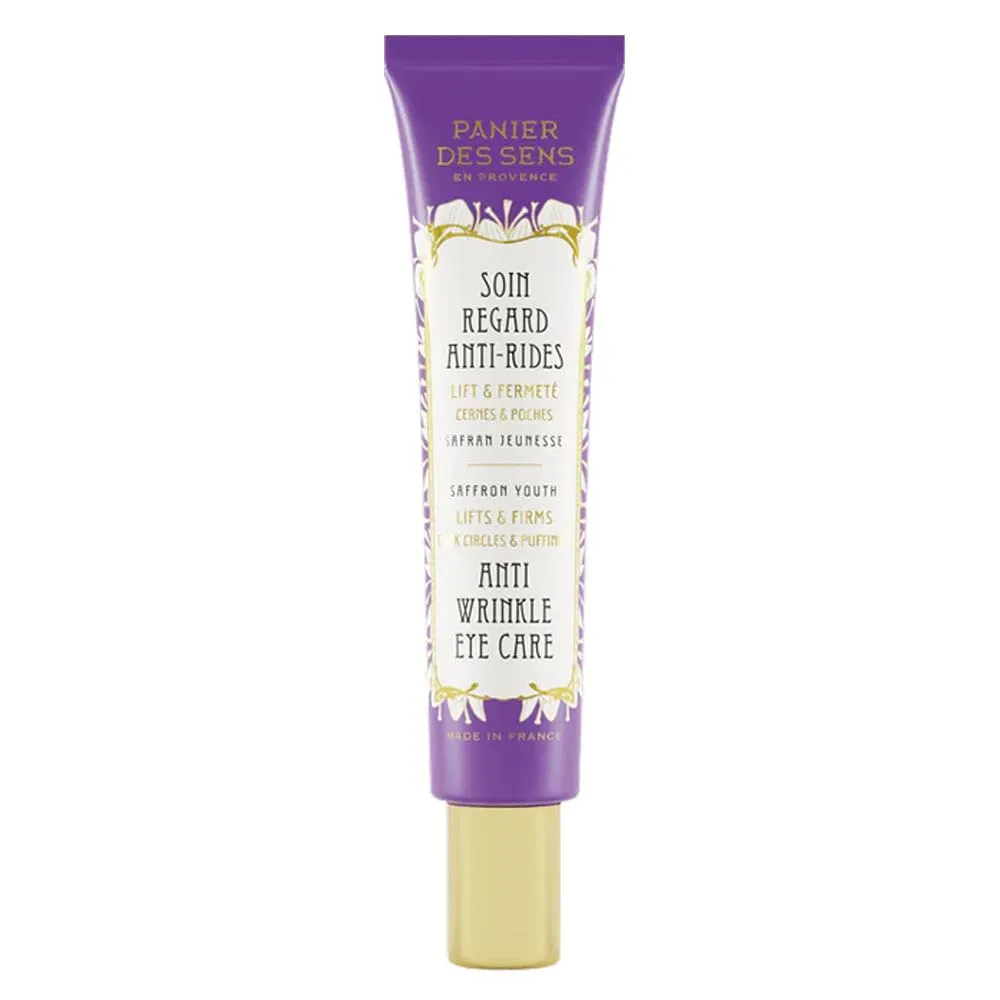 Panier des Sens - Anti Aging under Eye Cream - Hyaluronic Acid, Saffron Extract, Hawthorn - Anti Wrinkle, Dark Circles, Puffiness - Ophthalmologist-Tested - Eye Care 95% Natural Ingredients - 0.5floz