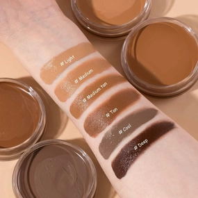 Paraben Free Vegan Bronzer Palette, Creamy Face Makeup, Multi-Use Contour Cream, Full Coverage, Light/Medium/Medium Tan/Tan/Cool/Deep, 0.7 Ounce (MEDIUM TAN, 0.7 Ounce)