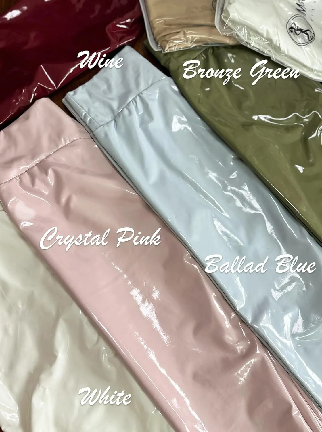 Patent Faux Leather Leggings for Women High Waisted Butt Lifting Lacquer Pleather Latex Shiny Pants Concert Outfits
