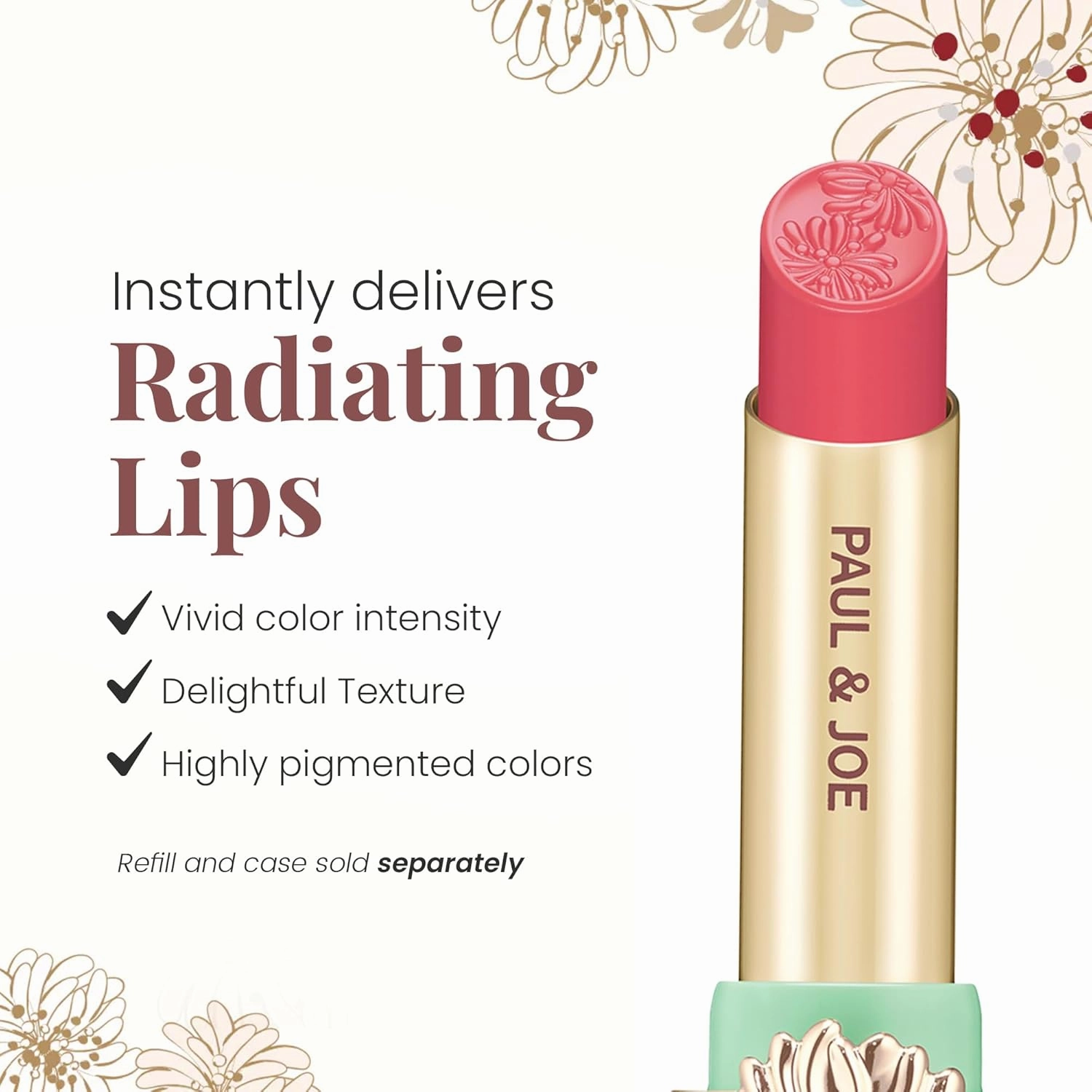 Paul & Joe Moisturizing Lipstick Refill Only, Case Sold Separately, Long Lasting Lipstick for Highly-Pigmented Lip Color, 13 Fairy Shoes - Innocent Baby Pink Lip Stick, 0.10 oz