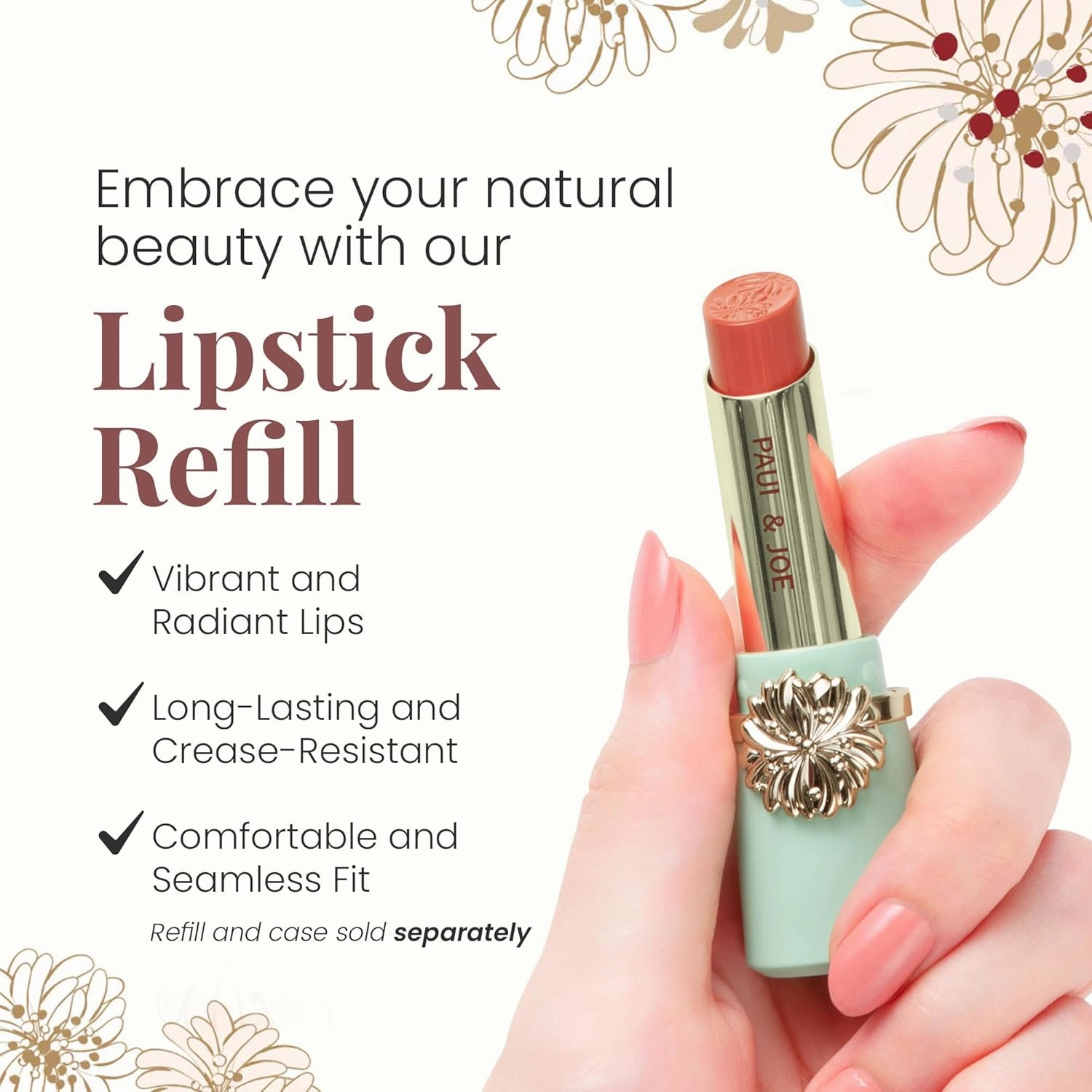 Paul & Joe Moisturizing Lipstick Refill Only, Case Sold Separately, Long Lasting Lipstick for Highly-Pigmented Lip Color, 19​ Petit miroir à main, Exuberant​ Princess Pink Lip Stick, 0.10 oz