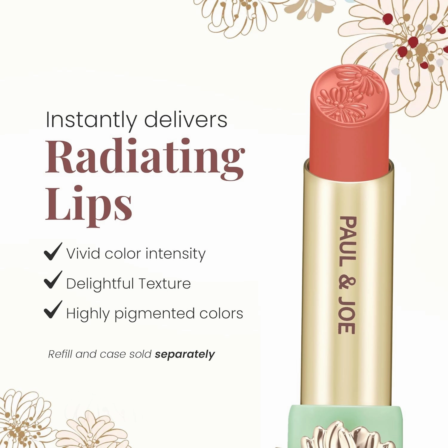 Paul & Joe Moisturizing Lipstick Refill Only, Case Sold Separately, Long Lasting Lipstick for Highly-Pigmented Lip Color, 19​ Petit miroir à main, Exuberant​ Princess Pink Lip Stick, 0.10 oz