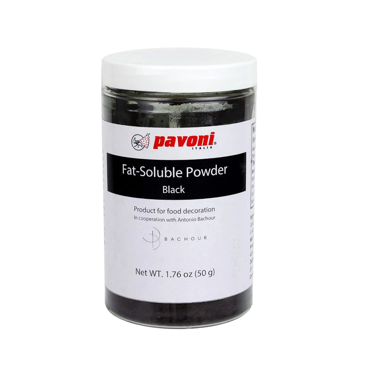 Pavoni Antonio Bachour Fat Soluble Powder Food Color 50 Grams Black