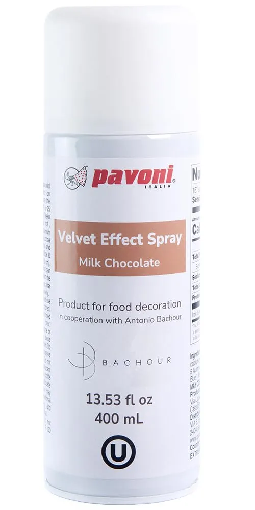 Pavoni Antonio Bachour Milk-Chocolate-Colored Velvet Spray Food Coloring 13.52 Fluid Ounces (400 Milliliters)